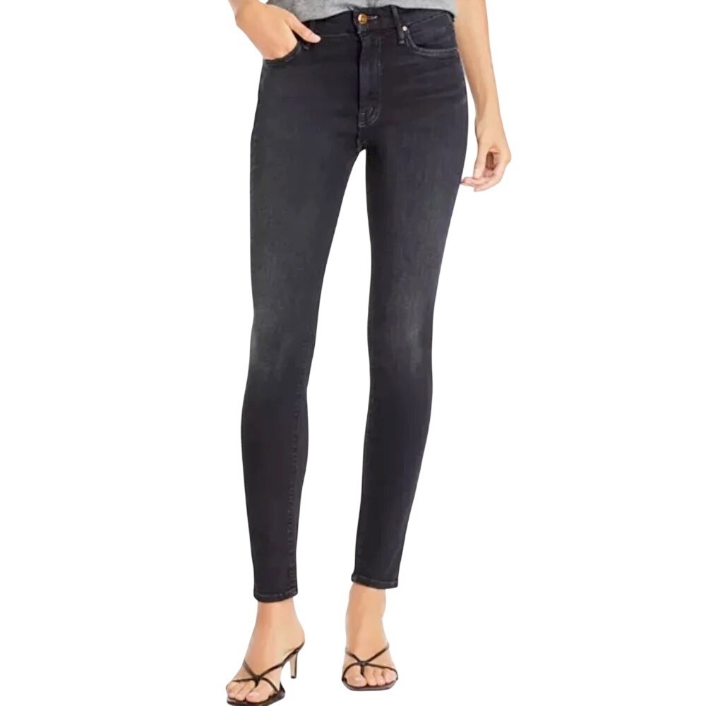 Mother Womens High Waisted Looker Jeans 27 Coffee Tea Or Me Dark Skinny Clean